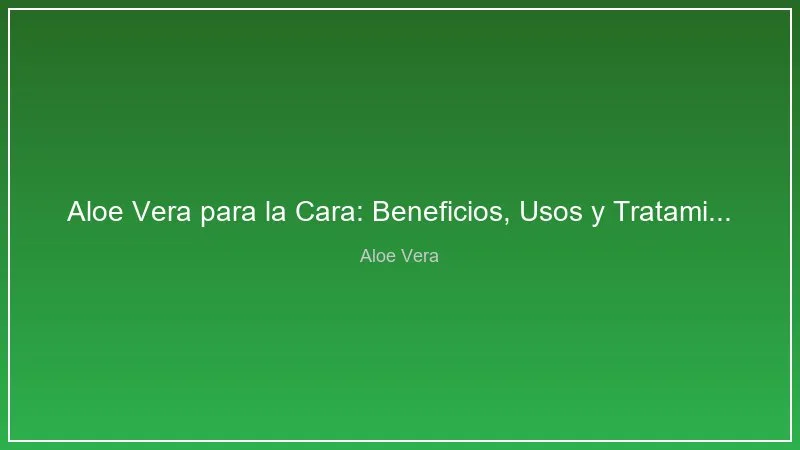 Aloe Vera para la Cara: Beneficios, Usos y Tratamientos Naturales