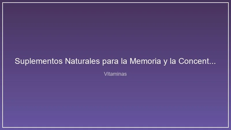 Suplementos Naturales para la Memoria y la Concentracion: Guia 2026