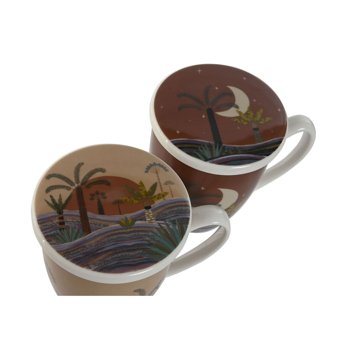 Taza con Filtro para Infusiones Home ESPRIT Azul Beige Terracota Acero Inoxidable Porcelana 380 ml (2 Unidades) - 2
