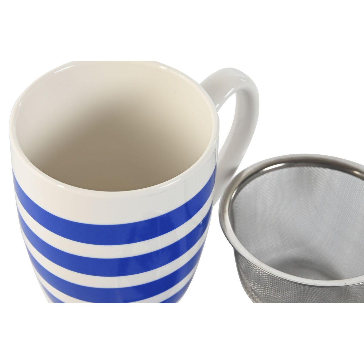 Taza con Filtro para Infusiones Home ESPRIT Azul Rojo Acero Inoxidable Porcelana 380 ml (4 Unidades) - 4