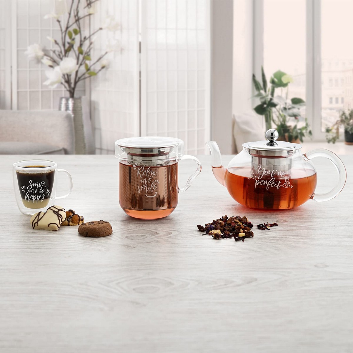 Taza con Filtro para Infusiones Quid Serenia Transparente 350 ml (3 Piezas) - 2