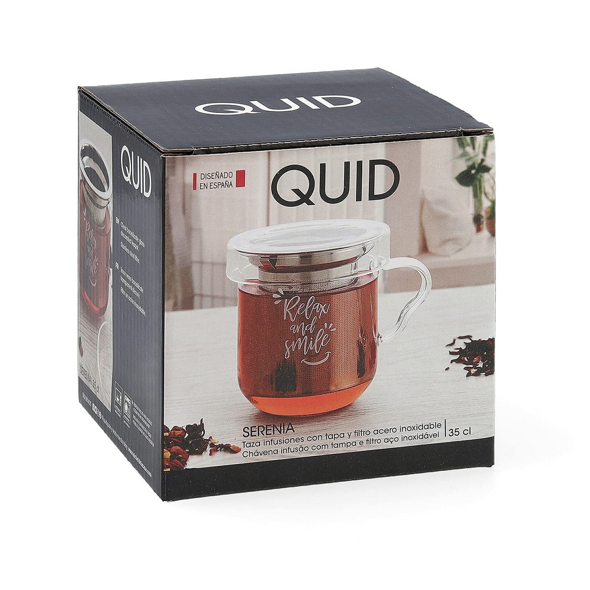 Taza con Filtro para Infusiones Quid Serenia Transparente 350 ml (3 Piezas) - 4
